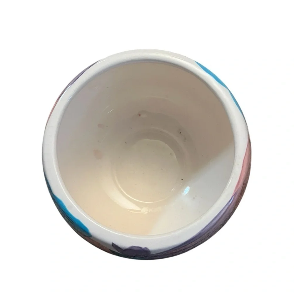 Elizabeth Arden 1970s Retro Mod Painted Brushstroke Ceramic 4.5” Vanity Bowl